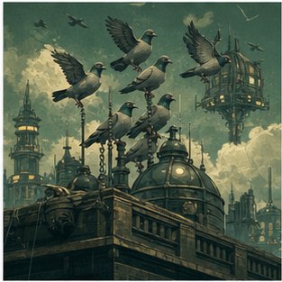 Rooftop pigeon flock
